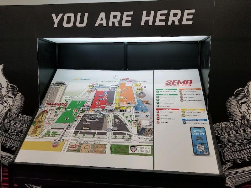 SEMA Show exhibitor booth map.
